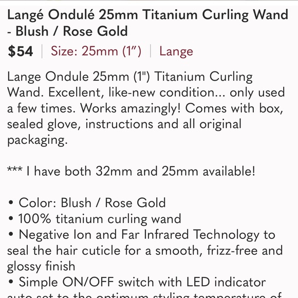 SOLD Langé Ondulé 25mm Titanium Curling Wand - Picture 8 of 8